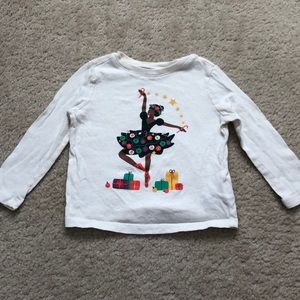 Toddler Girls Old Navy White Holiday Long Sleeve- Size 2T